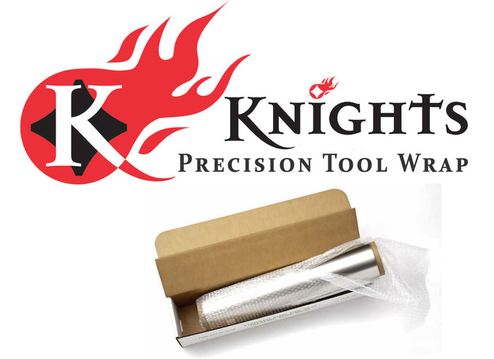 Knights Precision Tool Wrap 100' stainless steel foil wrap, 20-inch width, thin heat-treating tool wrap for industrial use.